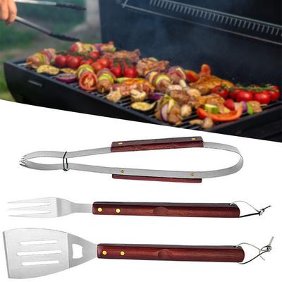 Outdoor BBQ Cooking Tools Practical Grilling Fork Tongs Spatula For Camping