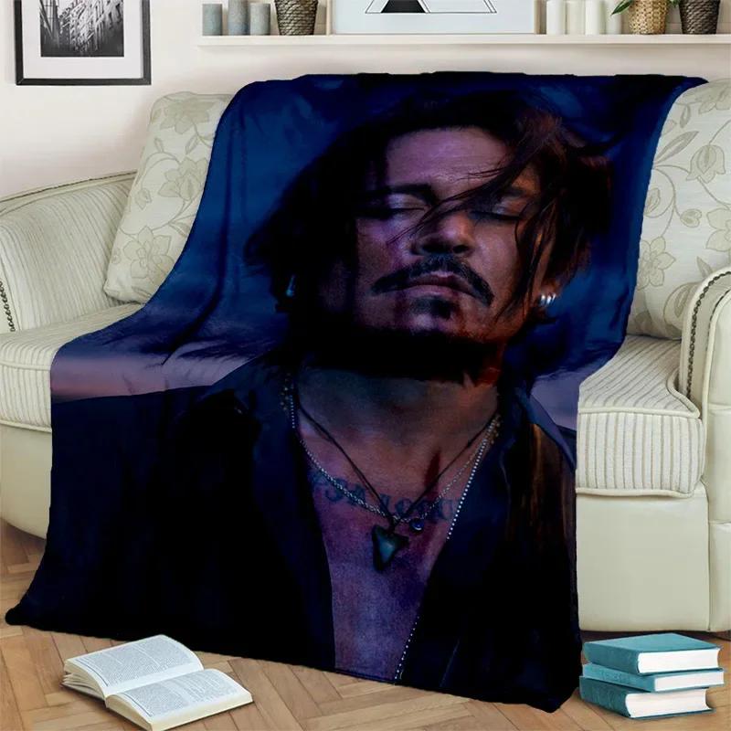 Deka série 3D tisku Johnny Depp, Měkká přehozová deka pro domácnost Ložnici Postel Pohovku Piknik Cestování Kancelář Krycí deka na odpočinek Děti