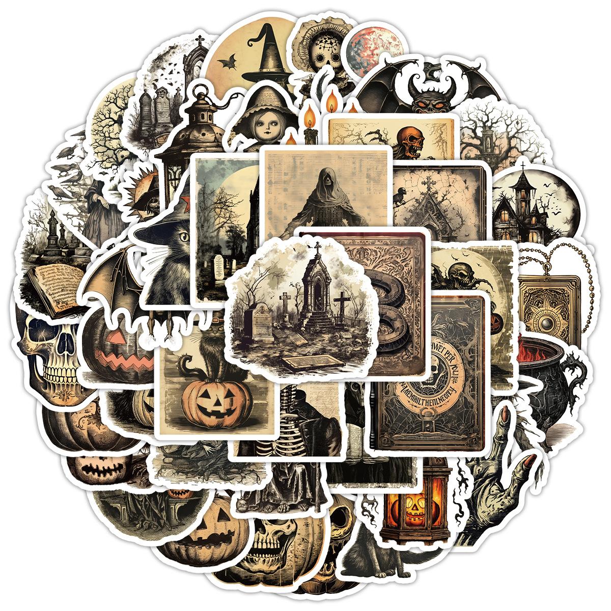 

50 штук наклеек-граффити в скандинавском стиле на Хэллоуин, водонепроницаемые декоративные наклейки для чашек, наклейки для фестиваля Хэллоуин