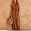 New Women's Clothing Summer European and American Fashion Neck Kink Loose Sleeveless Beach Vacation Dress