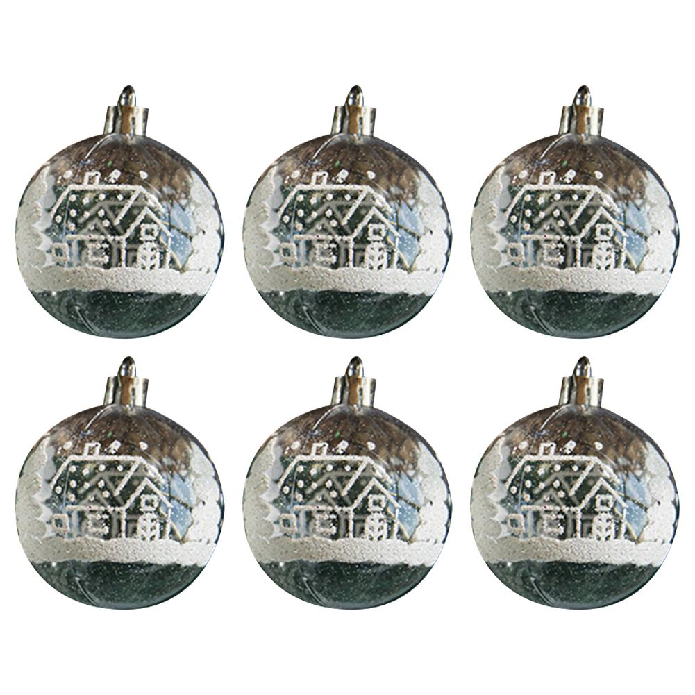 

6Pcs/Box 6cm Transparent Painting Christmas Ball New Year Xmas Tree Ornaments Pendant For Home/garden Wedding Decoration