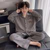 Boys Cotton Pajama Set Long Sleeve Open Front Cartoon Print Home Wear Kids Teens