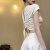 Tshirt For Women With Tiefront Design And Hollow Back For Casual Summer Wear