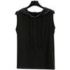 Spring Summer Women's Sleeveless Modal Vest Hooded Sweatshirt - Plus Size Slimming Loose Fit