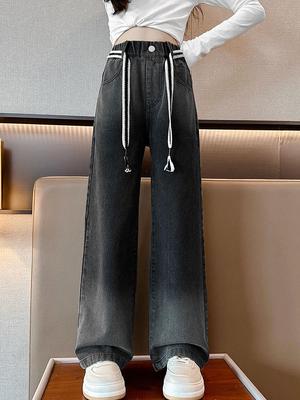 Mädchen Jeans mit Farbverlauf und weitem Bein für Frühling und Herbst 2023