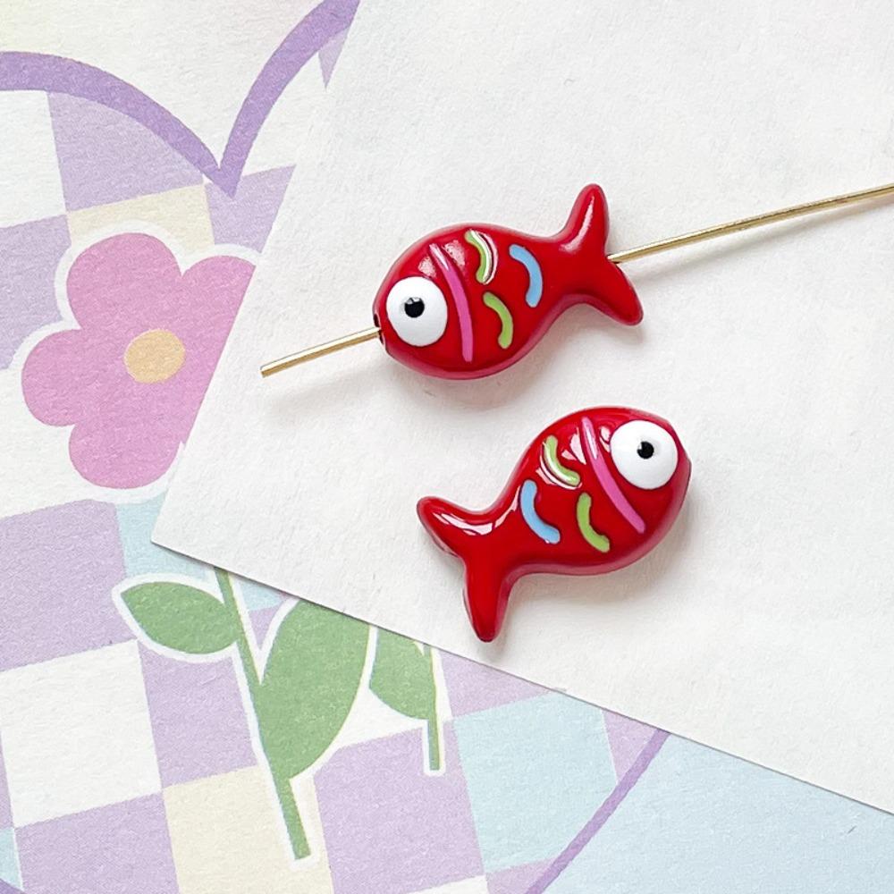 10pcs Colorful Fish Shape Spacer Loose Beads Handmade Craft Jewelry Making Material  DIY Accessories