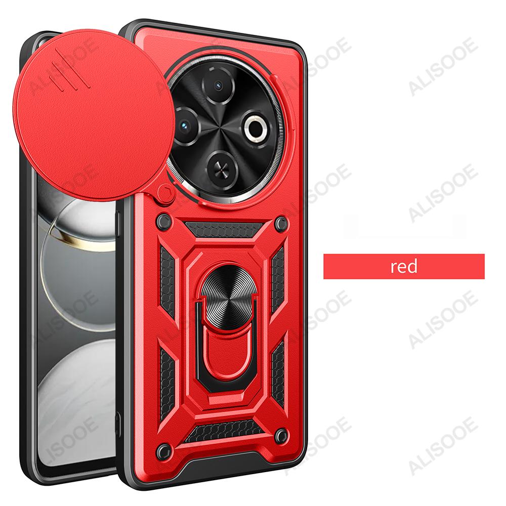 Armor Funda for Tecno Spark 30C 4G (KL5, Kl5n) Case Slide Camera Lens Protect Ring Stand Back Cover for Tecno Spark 30C Capa