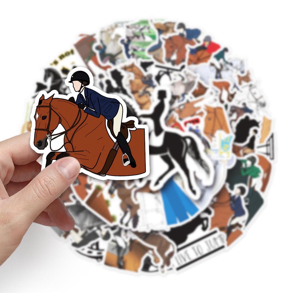 50 Equestrian Graffiti Sports Stickers - Creative, DIY, Waterproof for Skateboards & Luggage
