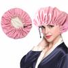 Doppellagige Nachtkappe, verbessert und verstellbar, für Frauen, geölte Duschhaube, weiche Seide, doppelt verwendbar, Badekappe, Chemotherapie-Kappe, Nachtkappe