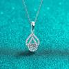 D Farbe 4 mm 0,3 CT 100 % echte Moissanit-Halskette für Frauen, Hochzeit, hohles Design, glitzernder Wassertropfen-Anhänger, S925 Sterlingsilber