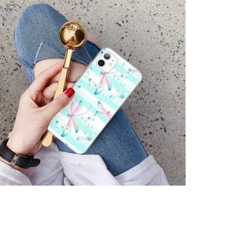 YNDFCNB Dragonfly Custom Soft Phone Case for Iphone 13 X XS MAX 6 6s 7 7plus 8 8Plus 5 5S SE 2020 XR 11 11pro Max