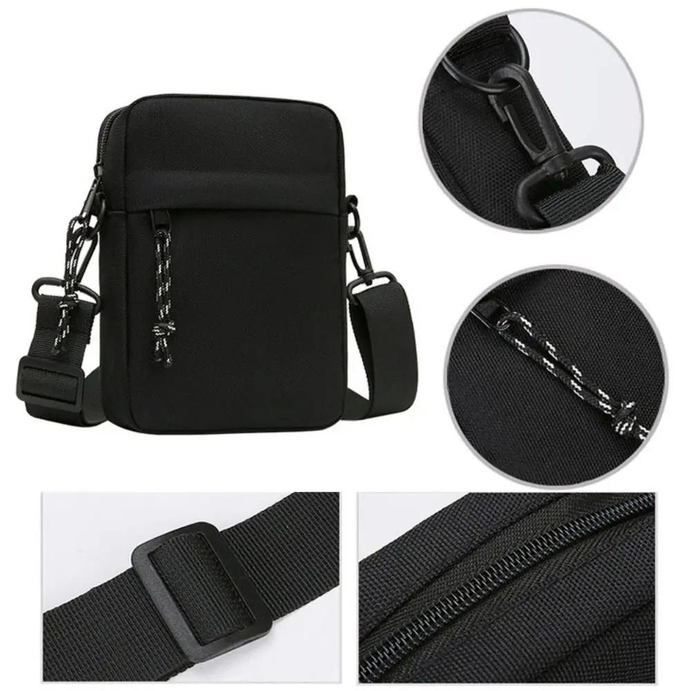 Casual Small Messenger Sling Bag Canvas Waterproof Crossbody Pouch Lightweight Zipper Mobile Phone Bag Male