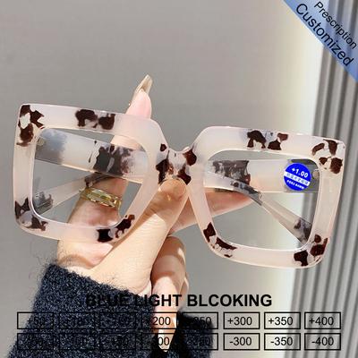 Vintage Übergroße Quadratische Lesebrille Damen Kurzsichtigkeit Anpassen Rezept Optische Linse Anti Blaulicht Photochromer Rahmen