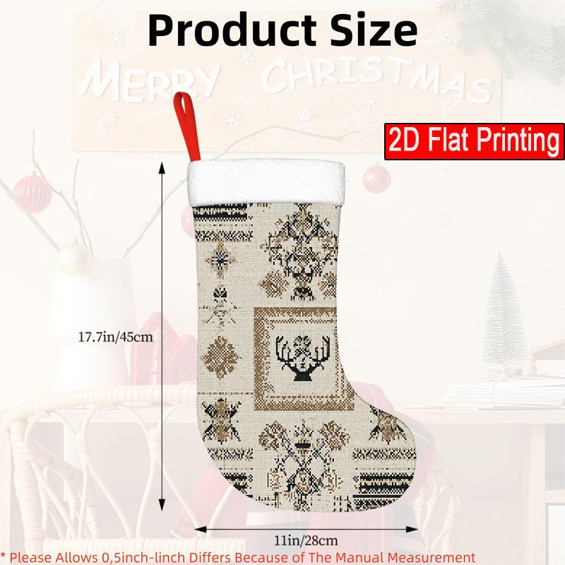 Christmas Decoration Fireplace Hanging Stocking 1pc Traditional Christmas Stocking Ornament with Santa Claus Hanging - B