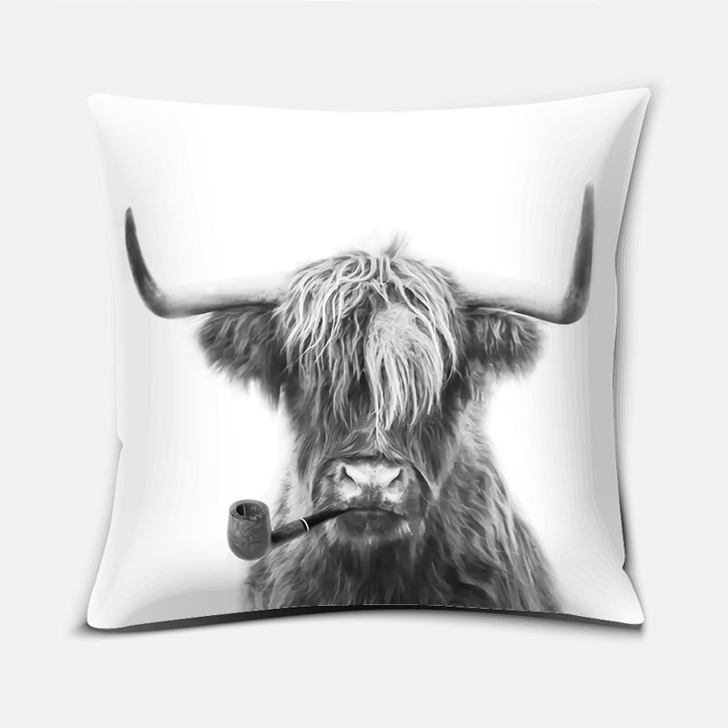 Scottish highland cow pattern super soft pillow case sofa cushion cushion decorative pillow
