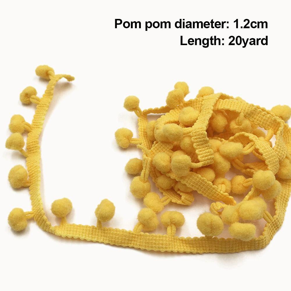 20yard Mini Size Pom Pom Trim 1.2cm Ball Tablecloth Edge Pompom Fringe Ribbon Pillow Decoration DIY Craft Mini Pearl Pompom