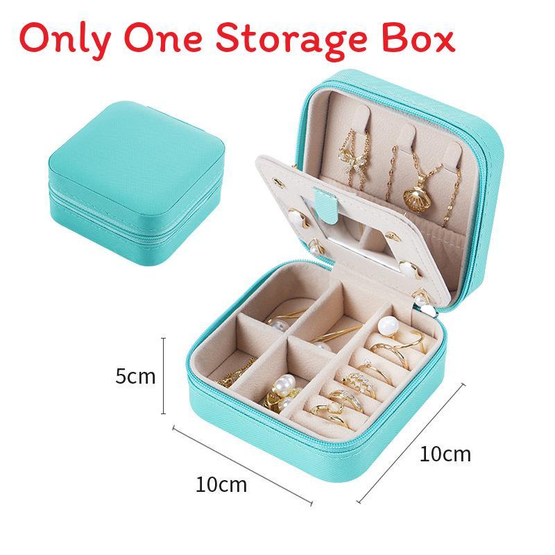 Leather Jewelry Box With Mirror For Earrings Rings And Necklace Storage