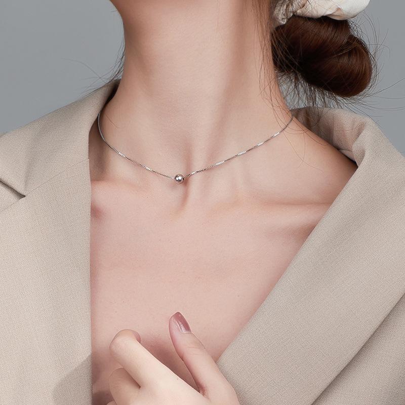 Chic Wind Kleine Bohne Kurze Halskette Herbst Und Winter Temperament Runde Perle Choker Schlüsselbeinkette Weiblich