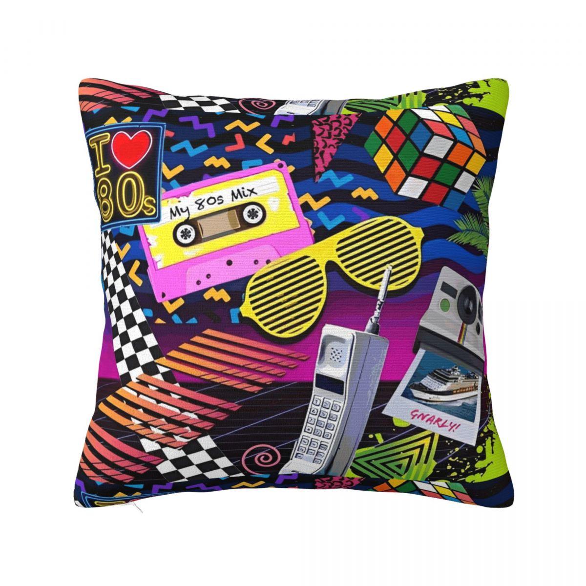 

Retro 80 90s Throw Pillow Cover Polyester Throw Pillow Graffiti Music Novelty Pillowcover Home Decor 30x30cm 12x12in