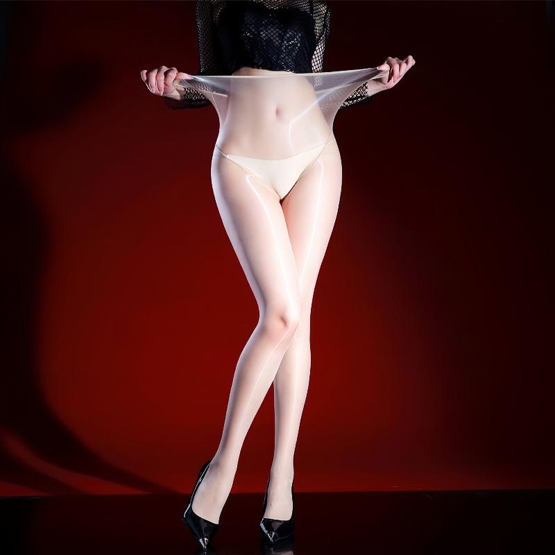 640-Pin Triangular Crotch Plus Size Aurora Transparent Ultra-Thin Oily Silky High Waisted Pantyhose Stockings Tights Dating Wear