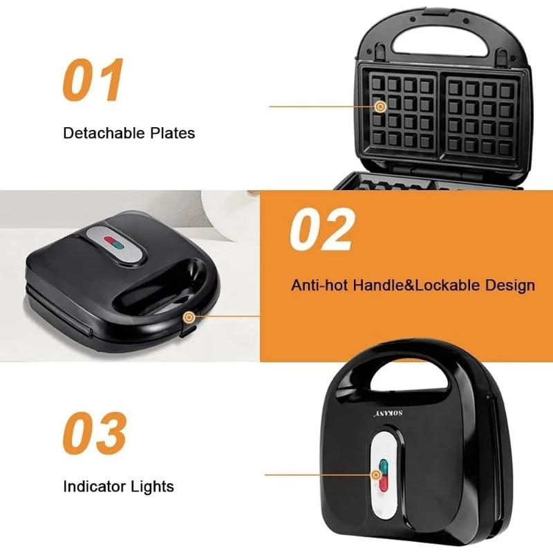 Best Selling Mini Home Breakfast Maker - Non-Stick Waffle Maker, Multi-Function for Waffles, Sandwiches & More, Compact & Easy to Clean