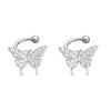 1 Pair Lady Ear Clip Non-Fading Exquisite Shiny Rhinestone Butterflies Shape No Piercing Ear