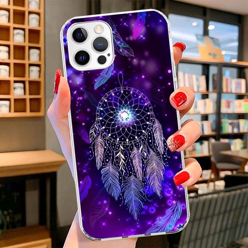 Retro Feather Dreamcatcher Cover Phone Case For iPhone 16 17 Air 15 14 Pro Max 16E Phone Case 13 Mini 12 11 7 SE 8 Print Pattern