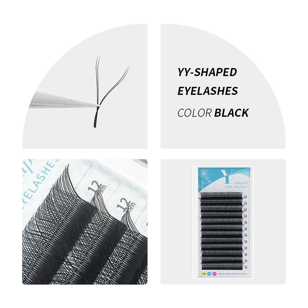 

YY-образная ручная работа премиум-класса из норки, мягкий свет, наращивание натуральных ресниц, сетка для макияжа, сетка, крест, индивидуальные накладные ресницы 0.07mm D MIX 8-15mm чёрный