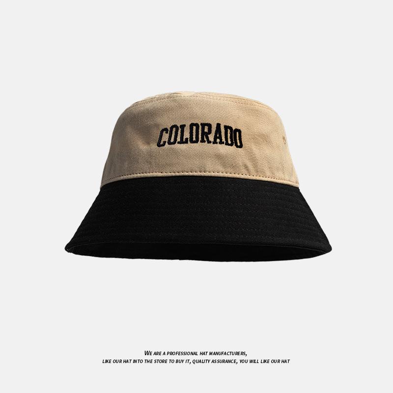 

New letter embroidery contrasting color bucket hat women s summer face small sunscreen basin hat student couple bucket hat Average size (56-58cm)