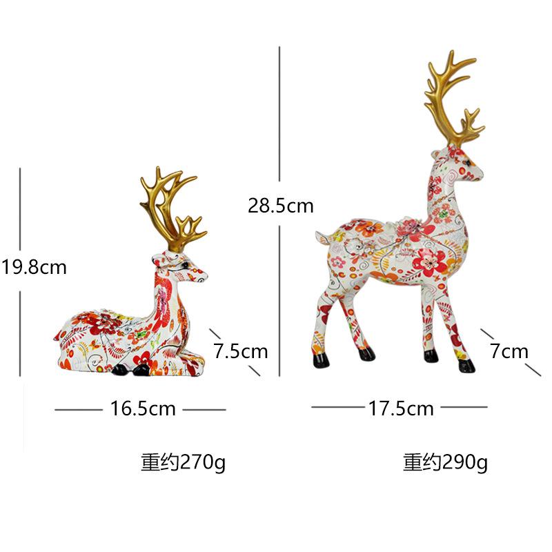 Kunstharzhandwerk Wassertransferdruck Bunte Hirschornamente Kreatives Paar Hochzeitsgeschenk Heim Wohnzimmer Weinschrank Dekoration