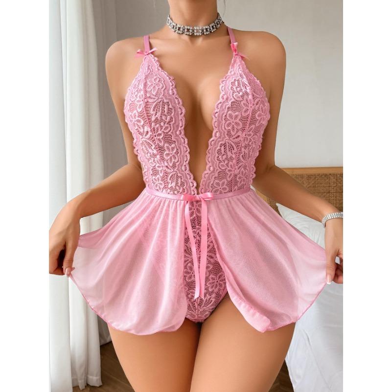 Sexy Lingerie Crotchless Lace Bra And Underwear Set Women Lace Costumes Open Bra Underwear Sexy Dress Women Bodysuit