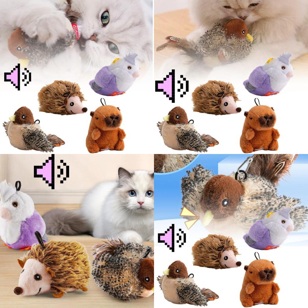 Plush Sounding Cat Toy Interactive Motion Activated Bird Hedgehog And Capybara For Cats