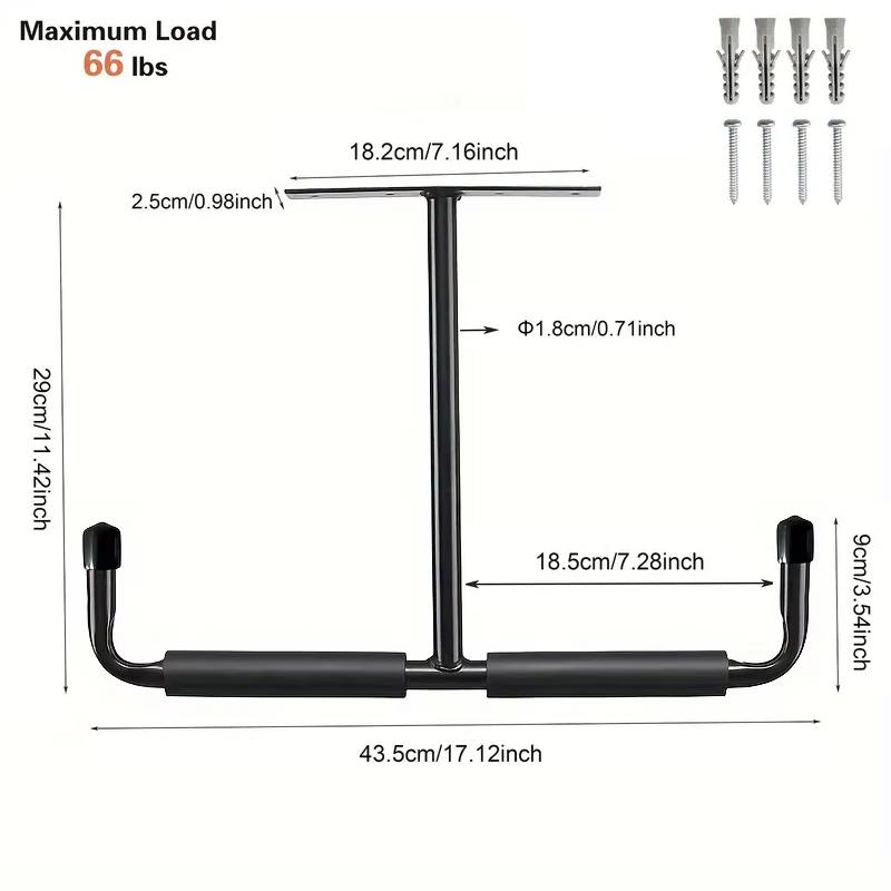 2pcs Metal T-shaped Hook Wall-mounted Display Rack Multifunctional Heavy Duty Ceiling Mounted Garage Storage Hook Organizer Tool