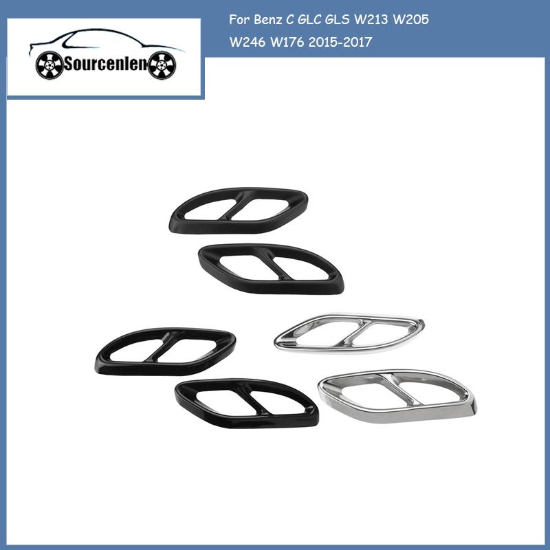 

Benz C GLC GLS W213 W205 W246 W176 2015-2017 Автомобильная задняя двойная крышка выхлопной трубы автомобиля Silver