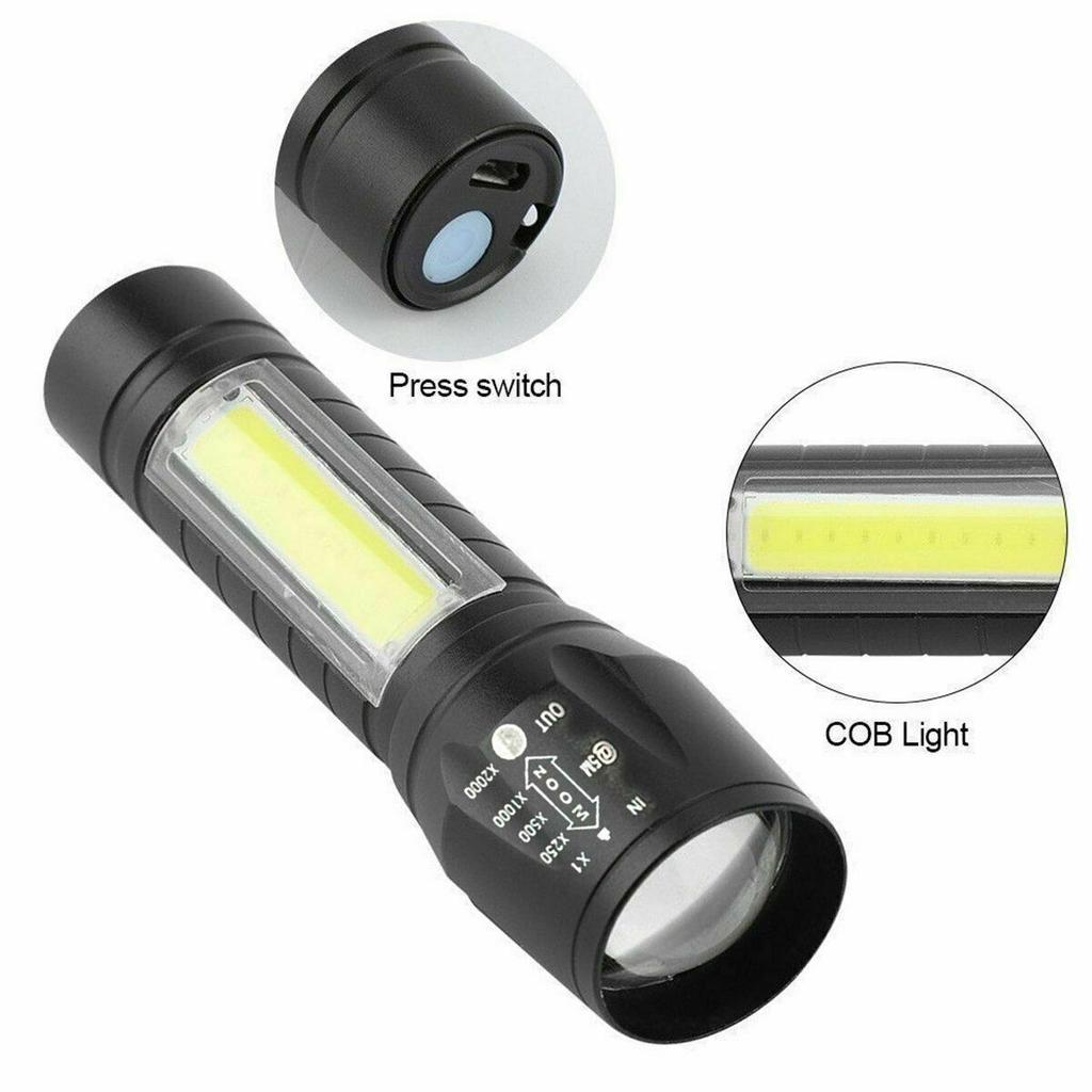 USB Rechargeable Portable Mini COB LED Flashlight Outdoor Hunting Torch with Magnetic Tail Worklight