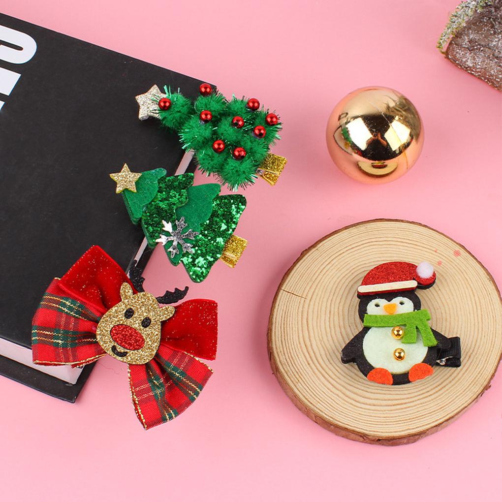 Chic Natal Grampo de Cabelo Aço Inoxidável Grampos Laterais Alce Pinguim Árvore de Natal Floco de Neve Bobby Pin Acessórios de Estilo Festa de Ano Novo