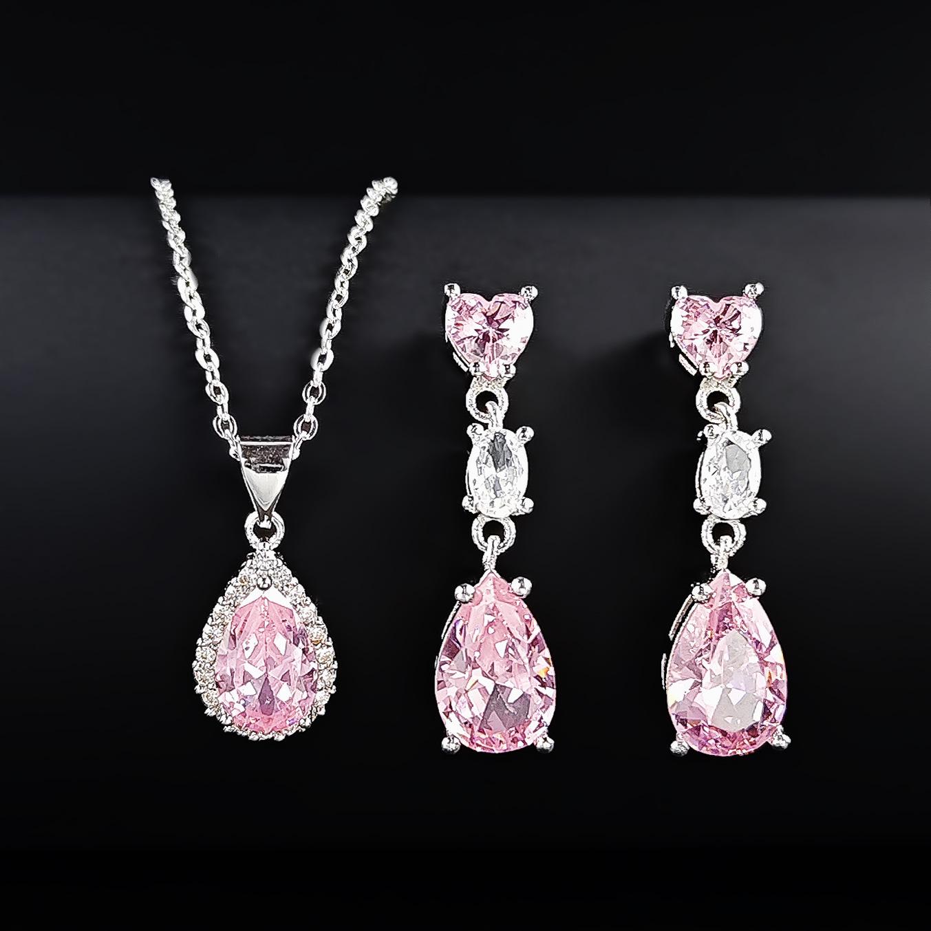 

Teardrop Light Luxury Women s Jewelry Set - Niche Design, Pink (e7352-x711) розовый