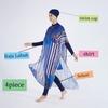 4Pcs/Set Bukini Long Sleeve Swimwear Digital Printing Elastic Fabric Structured Fit UPF50-UV Protection 6 Thread Stitching Surf