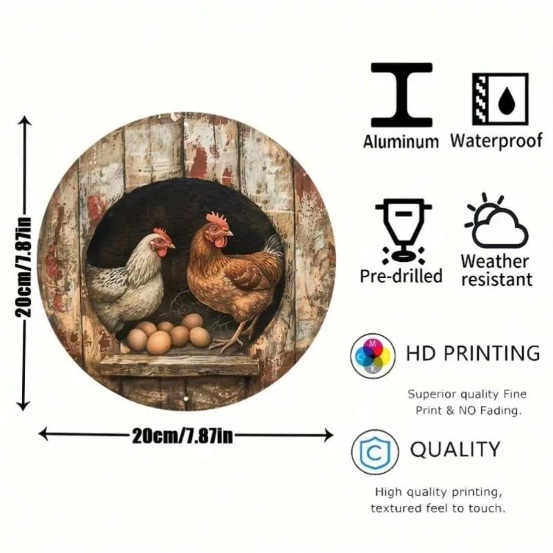 Vintage Metalowa Sztuka Ścienna Znak Jajka Kurczaka Wystrój Domku na Wsi Wiszący na Ścianie w Kuchni