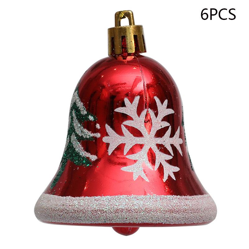 6Pcs 6cm Bell Design Christmas Decoration Beautiful Bell Christmas Tree Hanging Ornament