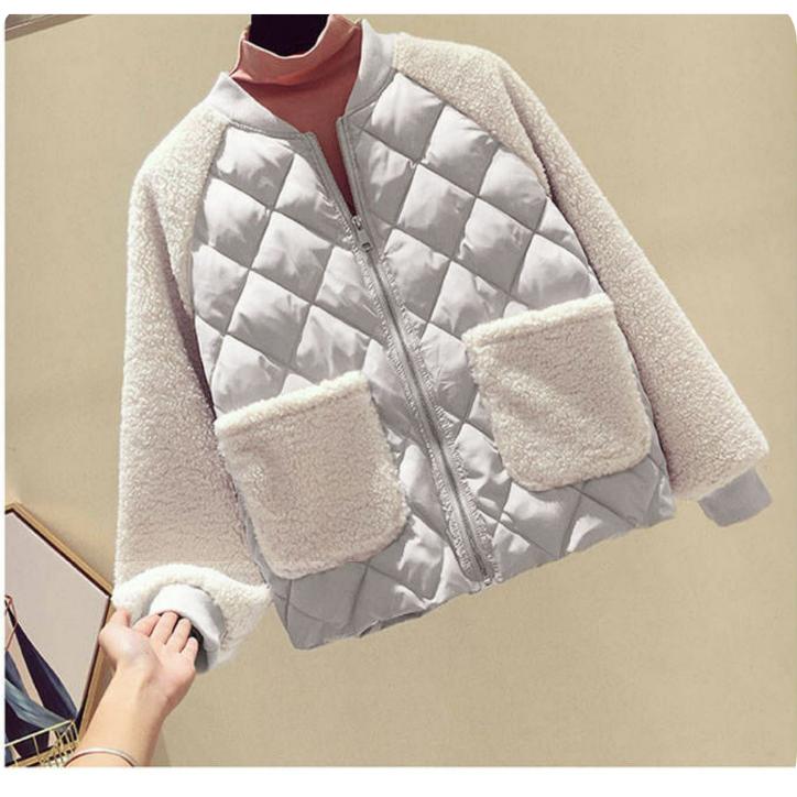 Katoengevoerde Jas Dames Plus Size Kort Winter Katoengevoerde Jas Imitatie Wol Katoen Stiksels Kleine Gewatteerde Jas