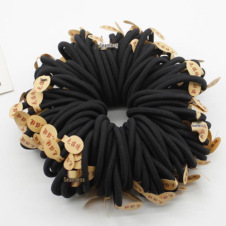 Durable Seamless Black Elastic Hair Tie for Thick Hair
