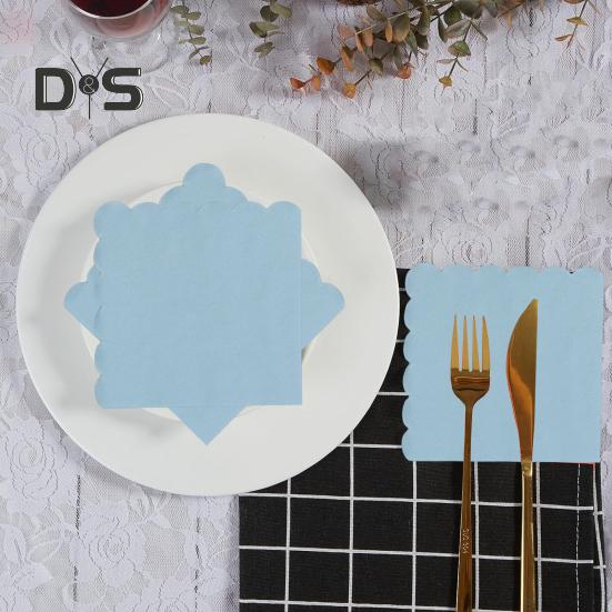 100 Ark 25CM Vågig Cocktailservett 2 Lager Tjock Fyrkantig Engångs Babyshower Bröllop Födelsedagsfest Dessert Dryck Middag Pappersservett