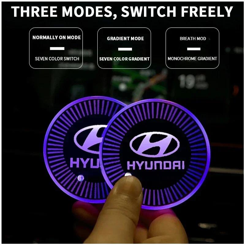 Accessories for Hyundai IX25 I10 Accent Solaris Verna Tucson Santa Fe Kona Elantra Sonata Car Coaster Light Water Cup Holder AH4