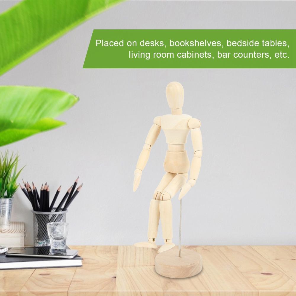8×1,97 Zoll Holz-Mannequin Verstellbare Haltung Vollständig Gelenkige Gelenke Skizzen-Gelenkfigur Flexibel Positionierbar Natürliche Holzstruktur