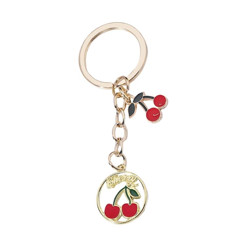 Lovely Keychains Cherry Heart Plant Fruit Keyrings Pendant Designs for Trendy Women And Girls As Friendship Gifts