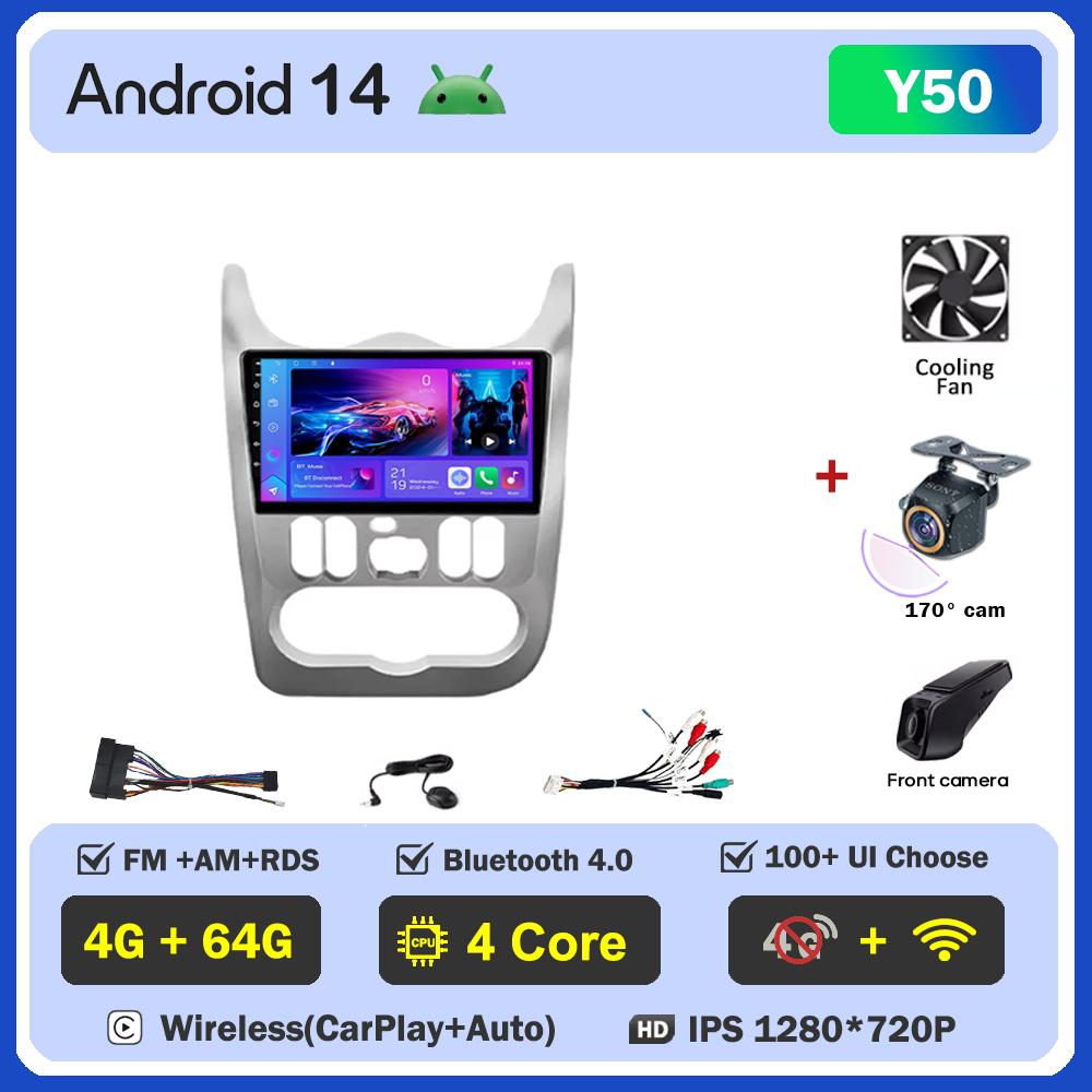 For Renault Logan 1 Sandero 2009-2015 Largus Dacia Duster Car Multimedia Video Player Touch Screen Android 14 Autoradio 5G Wifi