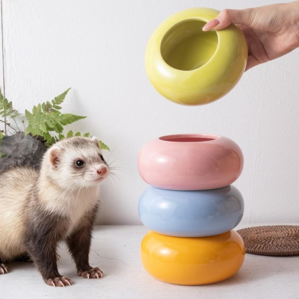 Ceramic Ferret Feeding Bowl Anti-Spill Guinea Pigs Food Dish Simple Pet Food Bowl Pet Snack