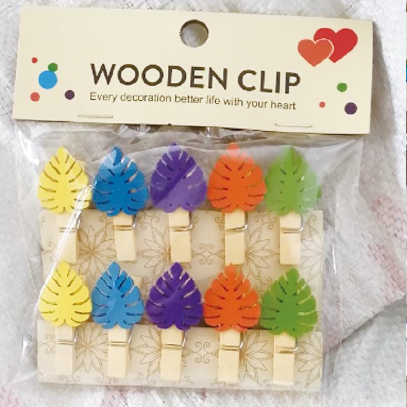 

Мультяшный цвет Рождественские листья Домашняя фотостена Детский сад Цветочный магазин Открытка Маленькая деревянная прищепка 10pcs(one set)