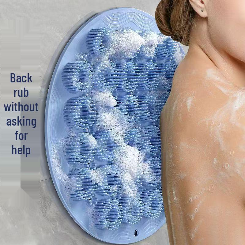 Wall-Mounted Silicone Back & Foot Scrubber with Suction Cups - No Assistance Needed